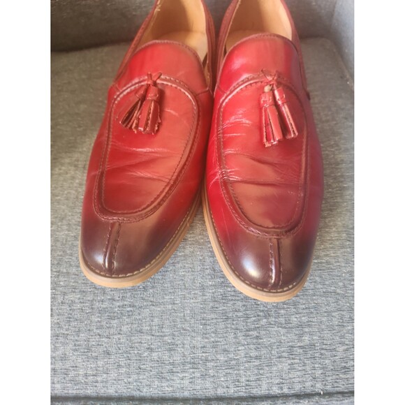 Stacy Adams "Donovan" Moc Toe Drop Tassel Loafers in "Cranberry" Red Size 10.5 - Picture 3 of 9